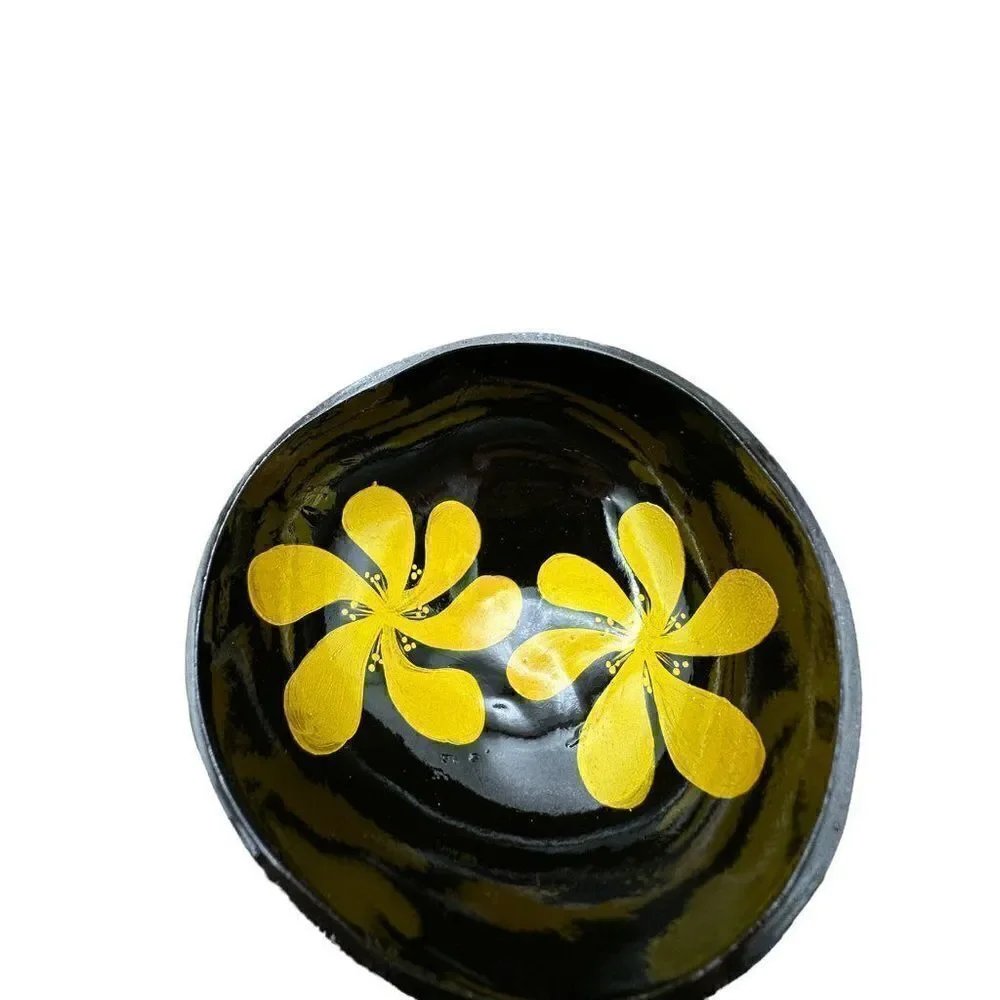 Coconut bowls flower inlay set of 4